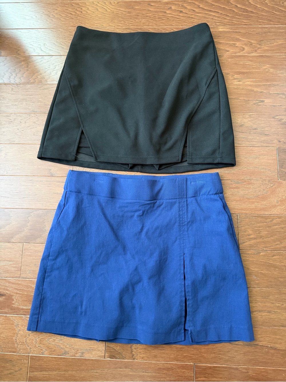 Black and Blue Stretch Mini Skorts - Women